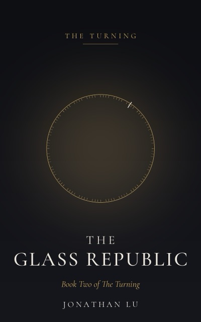 The Glass Republic cover: a pale tally ring on dark glass
